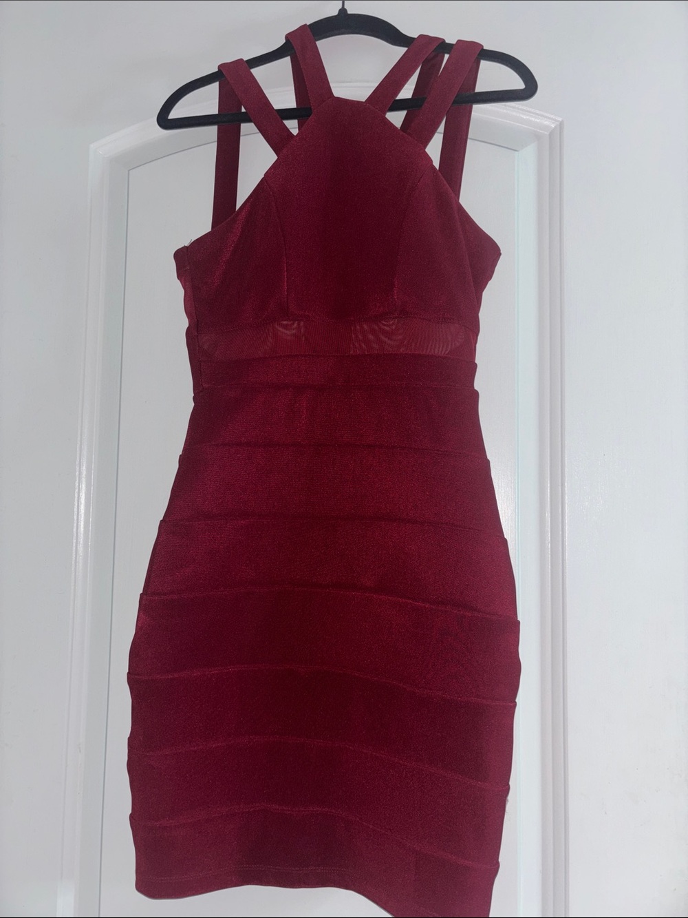 Honey and Rosie Burgundy Strappy Bandage Mini Dress